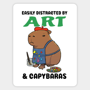 Easily Distracted by Art and Capybaras Magnet